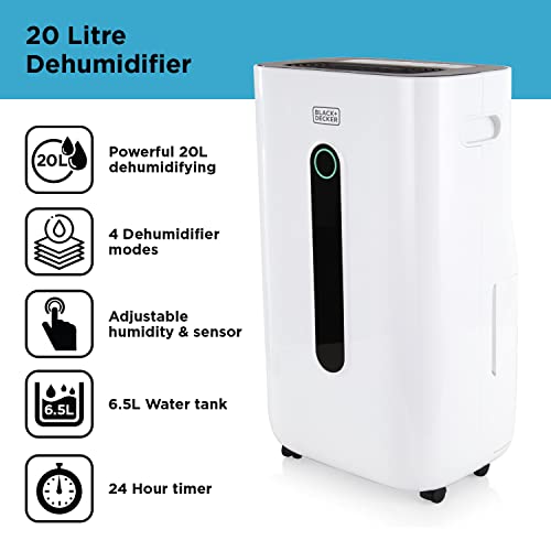 Extra groß Hochleistung 20 Liter Luftentfeuchter Schwarz