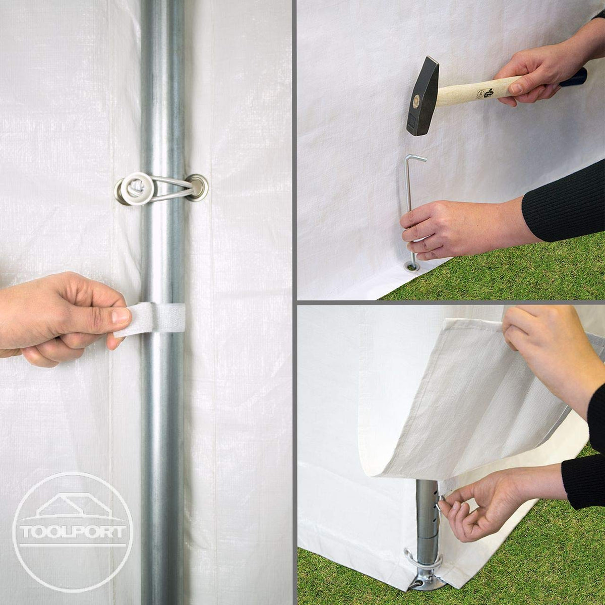 TOOLPORT Partyzelt Pavillon 3x6 m in weiß PE Plane 350 N Wasserdicht UV Schutz Festzelt Gartenzelt