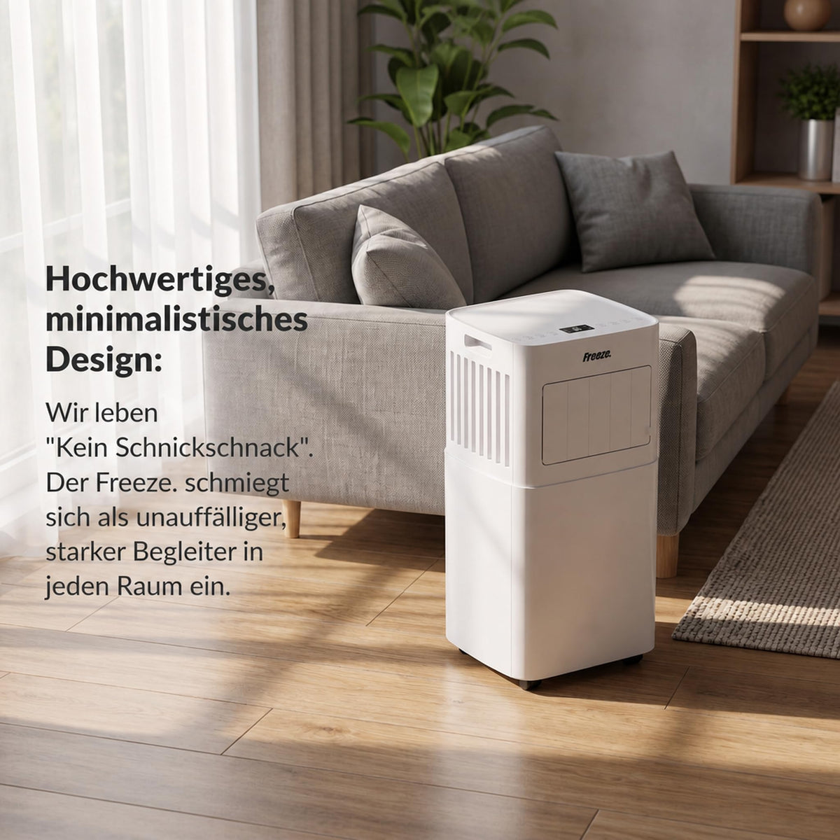 Freeze. seven 7000BTU Mobile Klimaanlage Weiß – Monoblock-Klimagerät mit LED-Display & Fernbedienung, Timer und Sleep‑Modus, verstellbarer Luftauslass, Kindersicherung, inkl. Abluftschlauch & Fenster