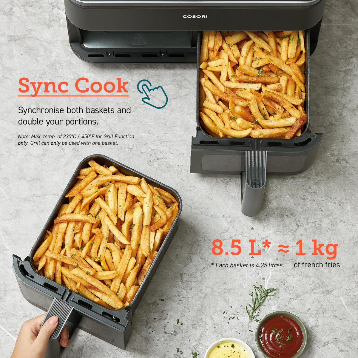 COSORI Dual Zone Air Fryer, 8.5L XL Capacity