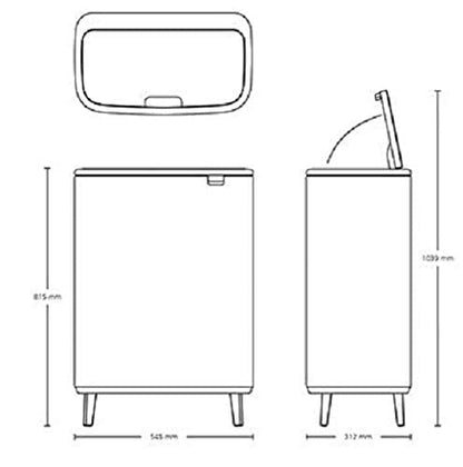 Brabantia Bo Touch Bin Hi – Matt Schwarz Waste/Recycling Küche Bin
