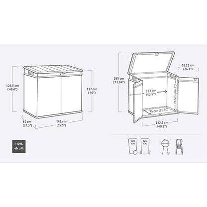 Keter Premier XL Outdoor All Weather Deck Backyard Patio Garden Shed Container
