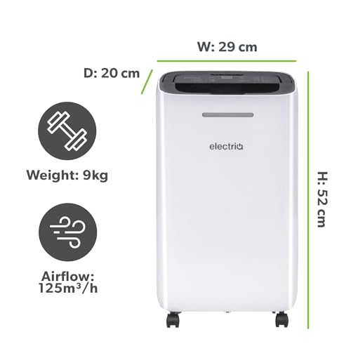 electriQ 12 L Mobiler Luftentfeuchter hervorragend für Haushalte mit 3 Schlafzimmern