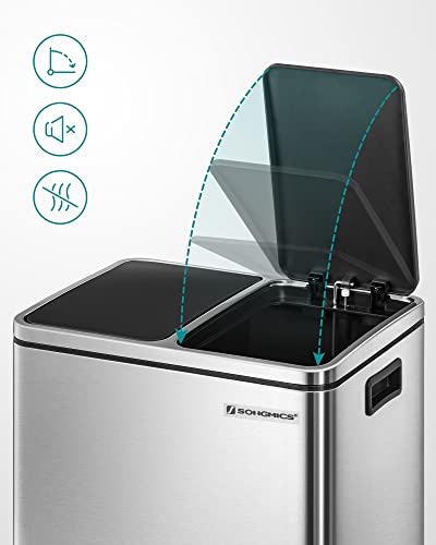 SONGMICS Recycling Bin Stahl Rubbish Bin, Step Bin