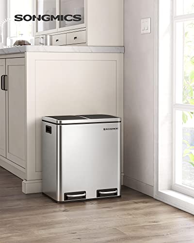SONGMICS Recycling Bin Stahl Rubbish Bin, Step Bin