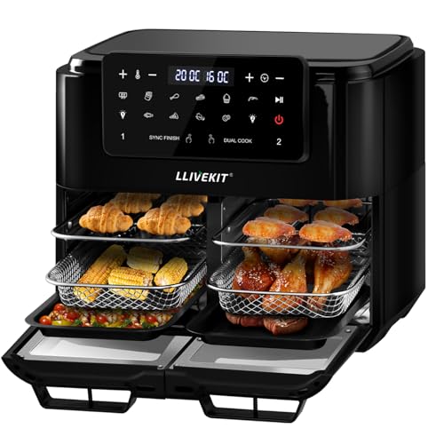 LLIVEKIT Doppel Zone Heißluftfritteuse 12 L