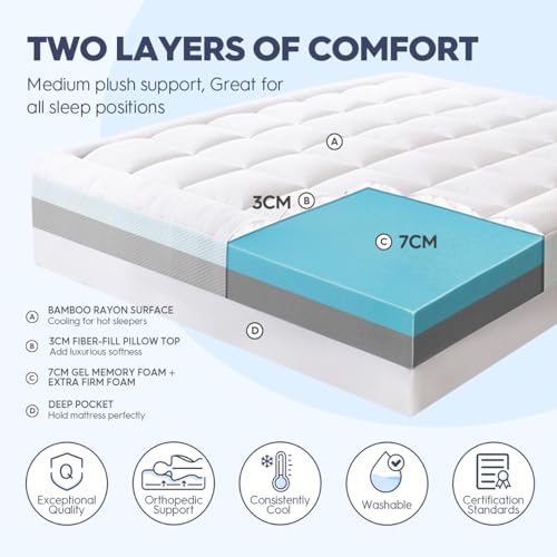 ELEMUSE 4 Inch Memory Foam Mattress Topper Einzel Schlafzimmer