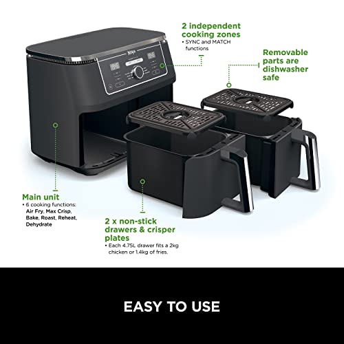 Ninja Foodi Max Doppel Zone Digital Heißluftfritteuse Schwarz AF400UK