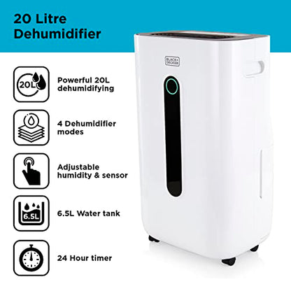 Extra groß Hochleistung 20 Liter Luftentfeuchter Schwarz