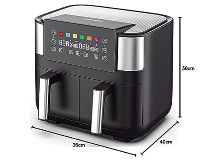 Heißluftfritteuse mit 2 Körbe 7.6L, JOYAMI Doppelkorb AirFryer