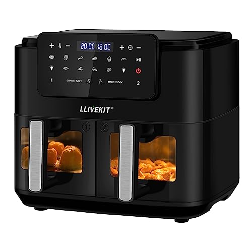 LLIVEKITDigital Doppel Zone Oil Free Heißluftfritteuse 9 L Groß für Familie