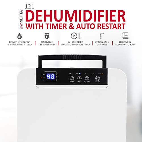NETTA 12 L/Tag Energiesparender Luftentfeuchter – Digital Control Panel