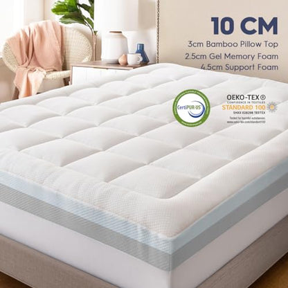 ELEMUSE 4 Inch Memory Foam Mattress Topper Einzel Schlafzimmer