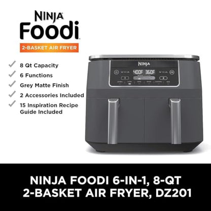 Ninja DZ201 Foodi 6-in-1 2-Korb Heißluftfritteuse