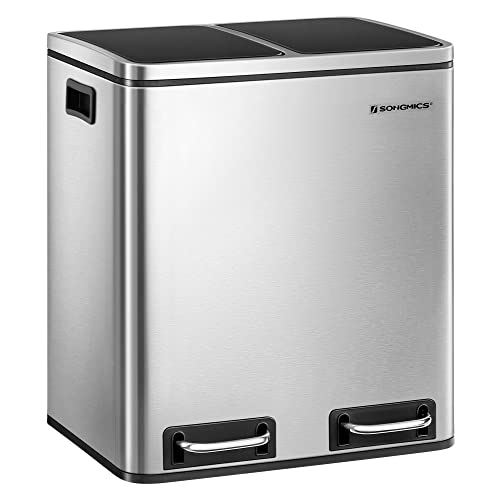 SONGMICS Recycling Bin Stahl Rubbish Bin, Step Bin