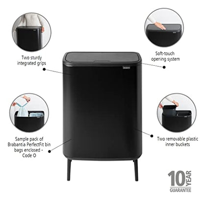 Brabantia Bo Touch Bin Hi – Matt Schwarz Waste/Recycling Küche Bin