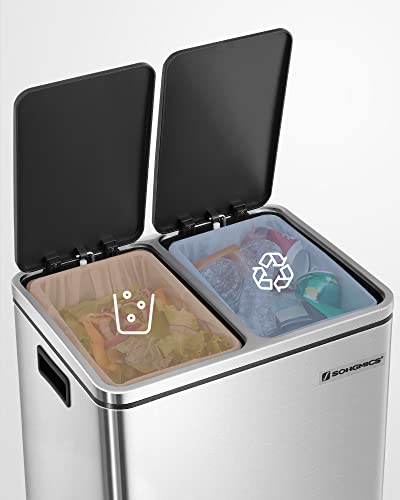SONGMICS Recycling Bin Stahl Rubbish Bin, Step Bin