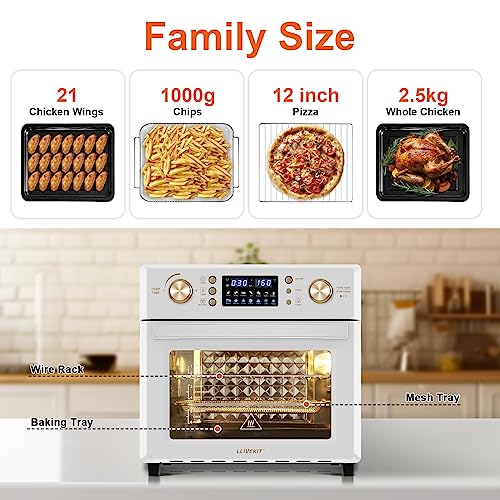 LLIVEKIT 26L Heißluftfritteuse Oven, Oil Free Heißluftfritteuse