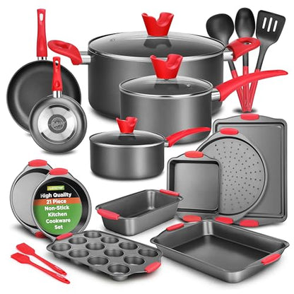 Nutrichef 21-teiliges Antihaft Kochgeschirr-Set