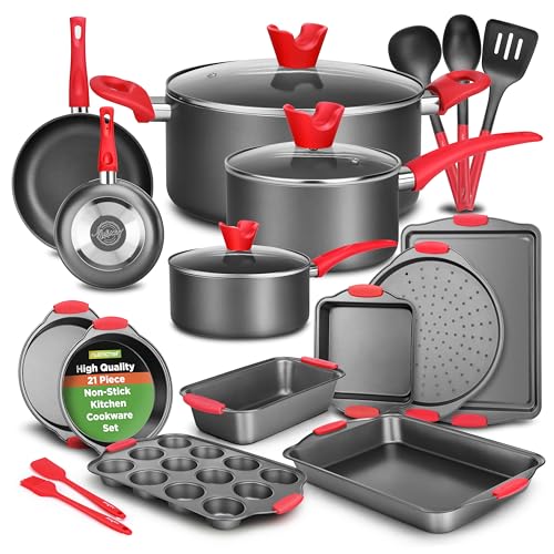 Nutrichef 21-teiliges Antihaft Kochgeschirr-Set