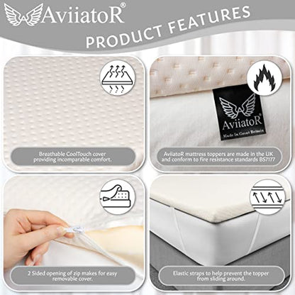 AviiatoR® 5cm Memory Foam Mattress Topper Einzel Schlafzimmer