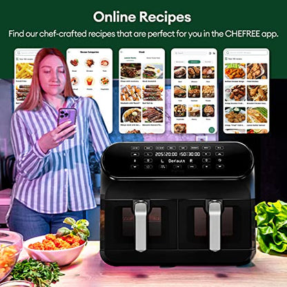 CHEFREE Doppel-Heißluftfritteuse, 8 L Familie Sized