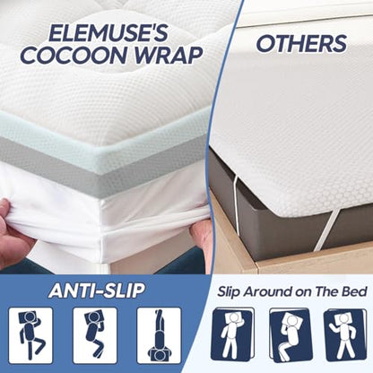 ELEMUSE 4 Inch Memory Foam Mattress Topper Einzel Schlafzimmer