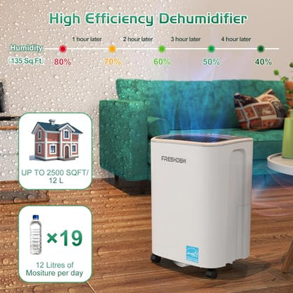 12 L/Tag Luftentfeuchter, FRESHDEW Luftentfeuchter