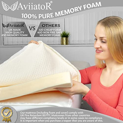 AviiatoR® 5cm Memory Foam Mattress Topper Einzel Schlafzimmer