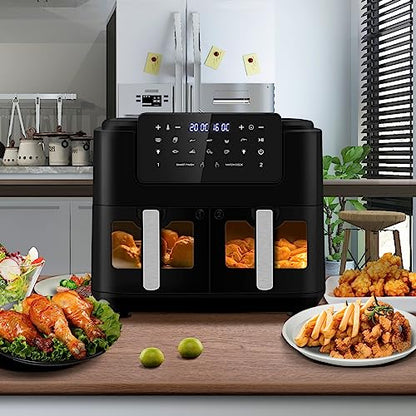LLIVEKITDigital Doppel Zone Oil Free Heißluftfritteuse 9 L Groß für Familie