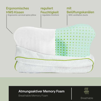 BLACKROLL  Recovery Pillow (50 x 30 cm), Kopfkissen für erholsamen Schlaf, ergonomisches Kissen mit Travel Bag für Reisen, Nackenkissen aus Viscose Memory Schaum, Made in Germany