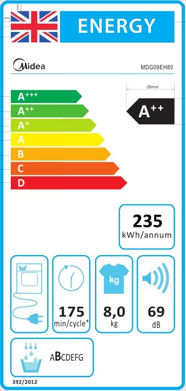 Midea Freistehend Heat Pump Wäschetrockner