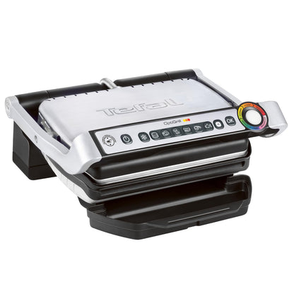 Tefal OptiGrill Kontaktgrill – Elektrogrill mit 6 automatischen Programmen, Garstufenanzeige und automatischer Temperaturanpassung, Auftau- und Manueller Modus, abnehmbare antihaftbeschichtete Platten