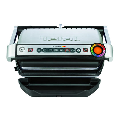 Tefal OptiGrill Kontaktgrill – Elektrogrill mit 6 automatischen Programmen, Garstufenanzeige und automatischer Temperaturanpassung, Auftau- und Manueller Modus, abnehmbare antihaftbeschichtete Platten