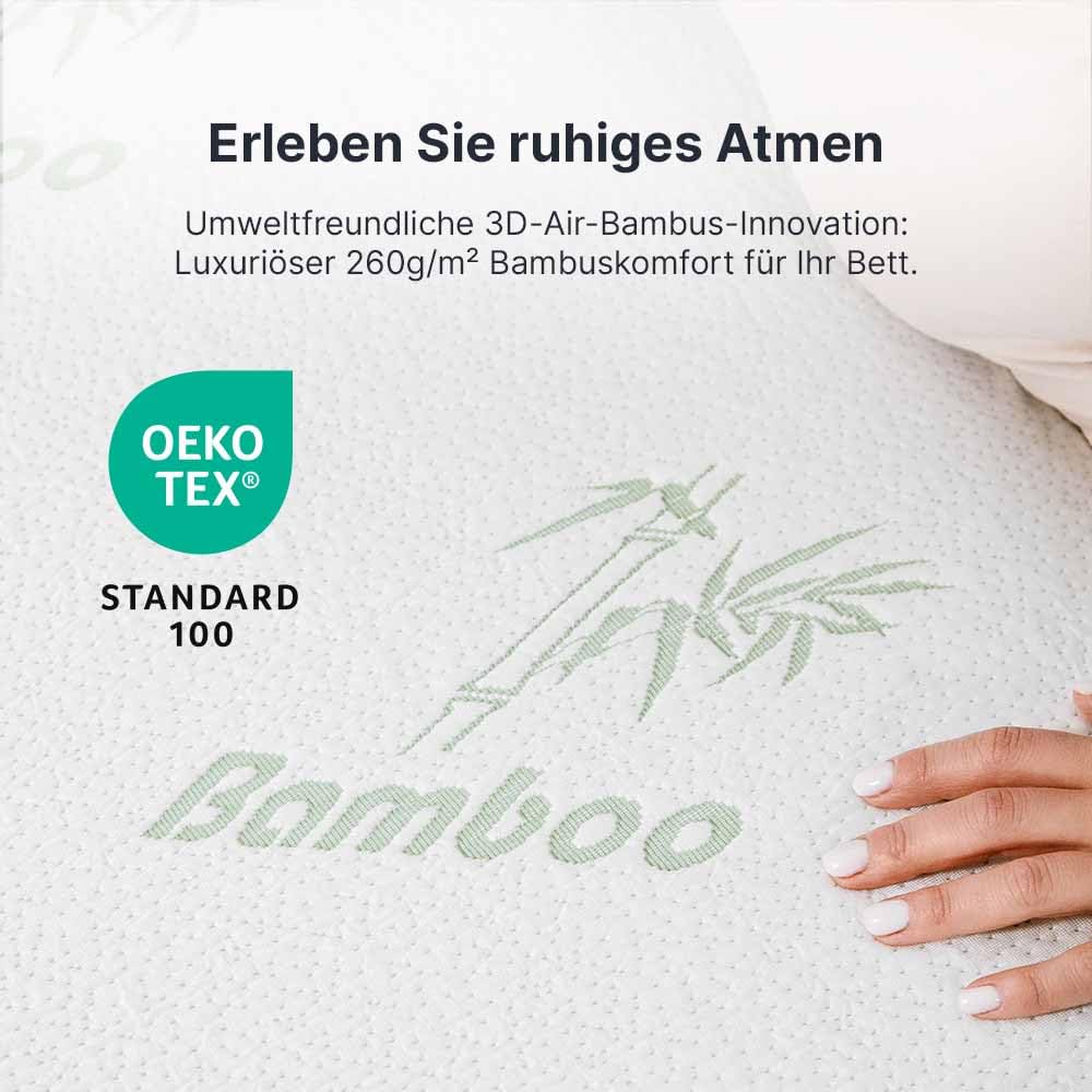 MKS.® Gel Topper 90x200 cm, H3 Matratzentopper mit 7 cm Gel-Memory-Schaum, KomfortKissen Matratzenauflage mit 3D-Luftstrom, Viskoelastische Matratzenauflagen mit abnehmbarem Bambusbezug
