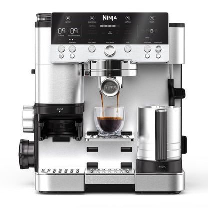 Ninja Luxe Premier 3-in-1-Kaffeemaschine mit Mahlwerk & Aufschäumer, Silber