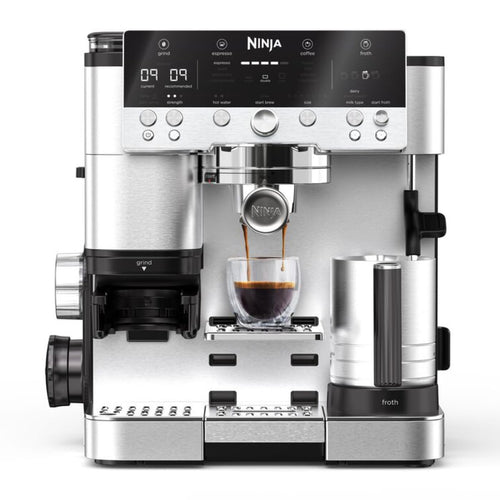 Ninja Luxe Premier 3-in-1-Kaffeemaschine mit Mahlwerk & Aufschäumer, Silber