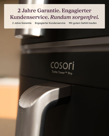COSORI Turbo Tower Pro Smart Airfryer, 10,8L Keramikbeschichtung Heißluftfritteuse, DualBlaze-Technologie und WLAN-Steuerung, Silbergrau, Grau Silber