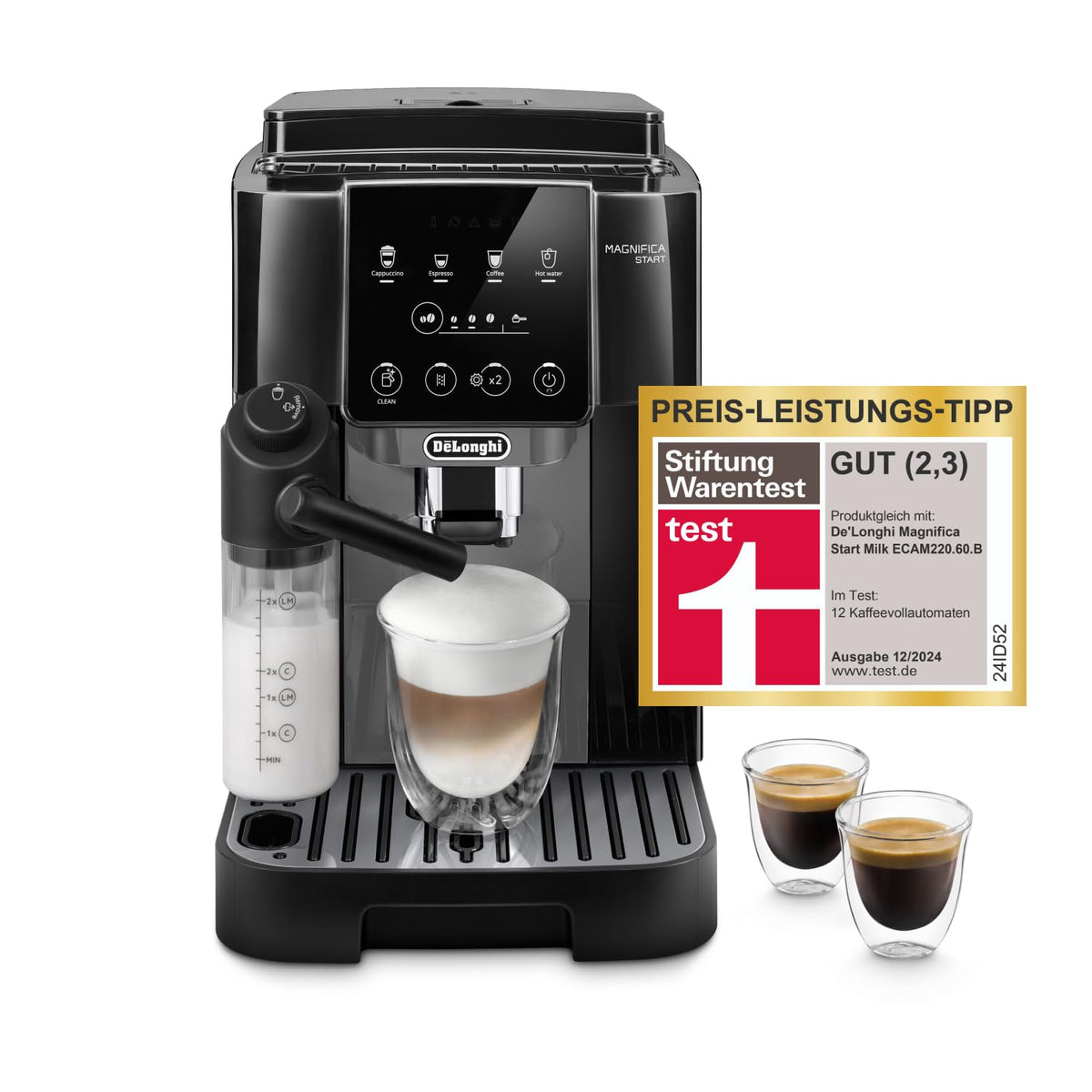 De'Longhi Magnifica Start - Kaffeevollautomat 4 Getränke Schwarz-Grau