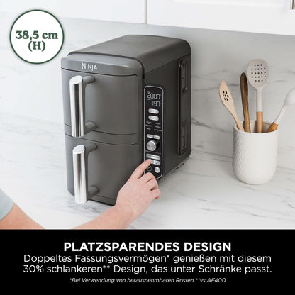 Ninja Double Stack XL Heißluftfritteuse, 9,5 L, 6 Kochfunktionen, Grau