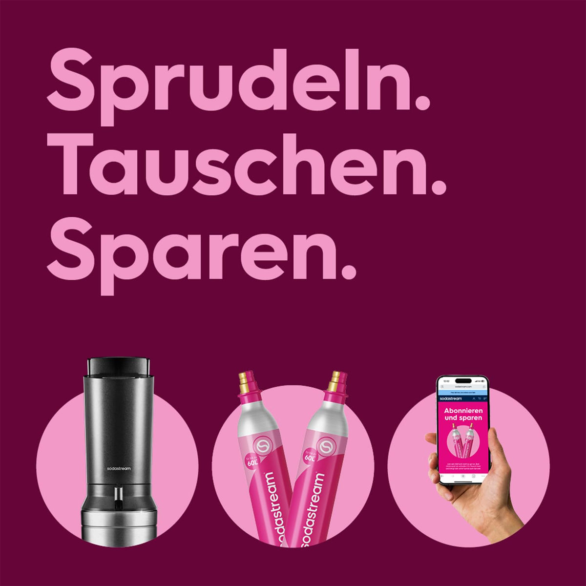 SodaStream Crystal 3.0 Wassersprudler mit 2x Quick-Connect CO2-Zylinder und 2x Glaskaraffen