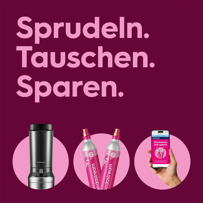 SodaStream Crystal 3.0 Wassersprudler mit 2x Quick-Connect CO2-Zylinder und 2x Glaskaraffen
