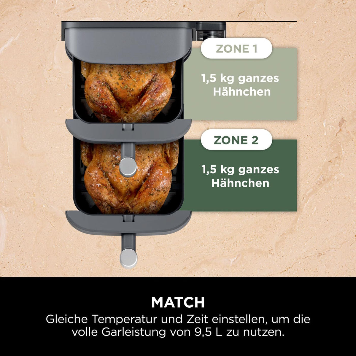 Ninja Double Stack XL Heißluftfritteuse, 9,5 L, 6 Kochfunktionen, Grau