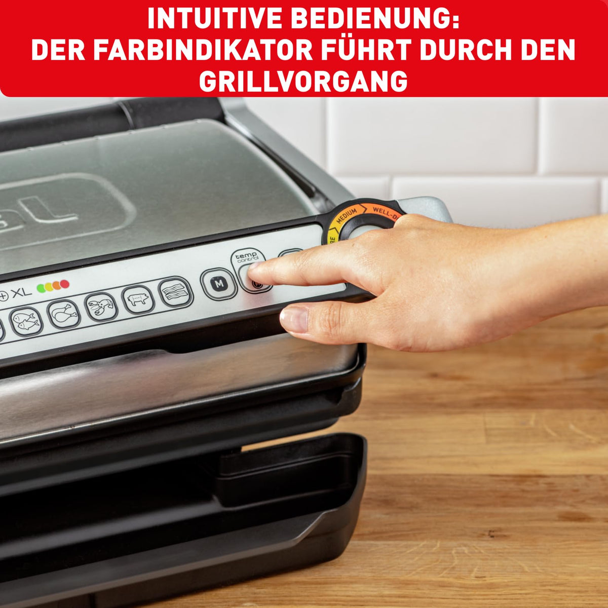 Tefal OptiGrill+ XL Kontaktgrill, 9 Programme, manueller Modus