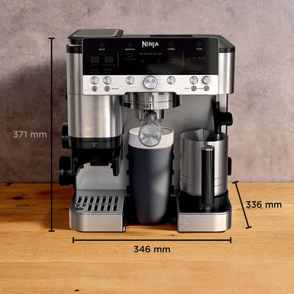 Ninja Luxe Premier 3-in-1-Kaffeemaschine mit Mahlwerk & Aufschäumer, Silber