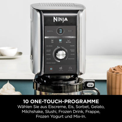 Ninja CREAMi Deluxe Eis- & Eisgetränkmaschine, 2 Becher, Silber