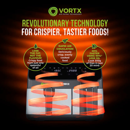 Tower Vortx 5.2L and 3.3L Eco Dual Drawer Air Fryer