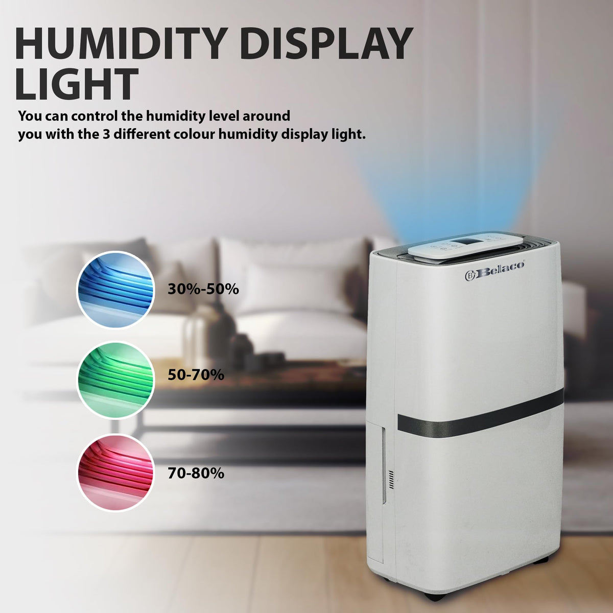 Belaco 20L/Day Dehumidifier, Portable Dehumidifiers for Home