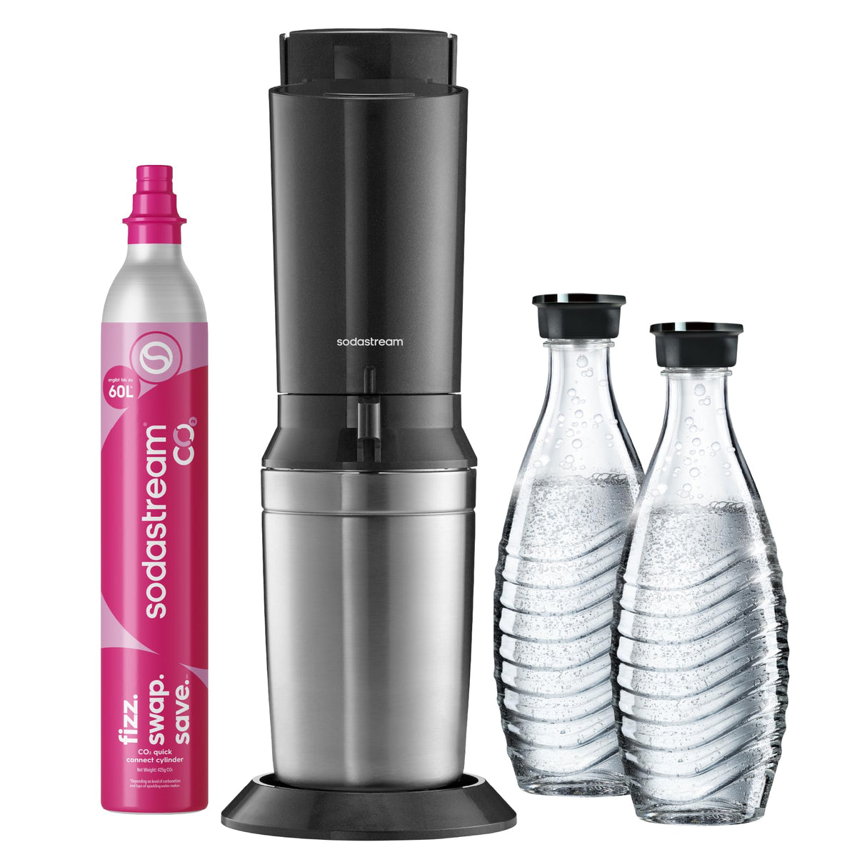 SodaStream CRYSTAL 3.0 Wassersprudler - 2x 0,7L Glaskaraffe & CO2-Zylinder