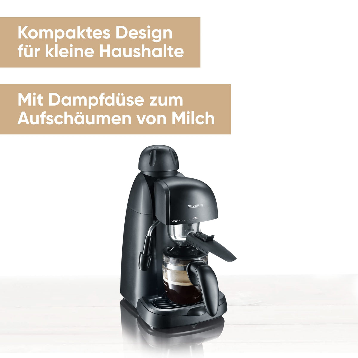 SEVERIN Espressomaschine, kleine Kaffeemaschine, bis zu 2 Tassen Espresso
